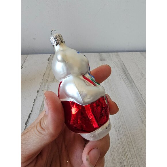 Vintage Poland bear Daisy glass ornament overalls Xmas tree - Picture 5 of 7